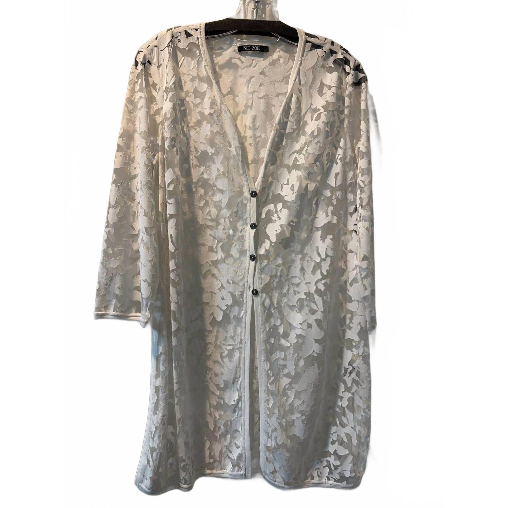 New Nic + Zoe Women's Lace Print Jacket In Ivory